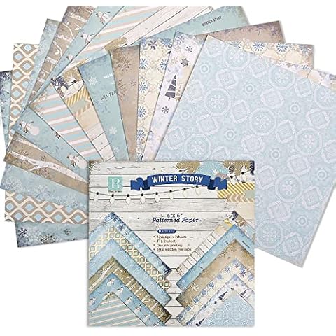 Cardstock Paper Pad 6"x 6", 24 Patterned Papers for Crafts DIY Photo Frame Background Decorative Page Winter Pattern Paper Pack Cardmaking Photo Frame Background Origami Paper Cover