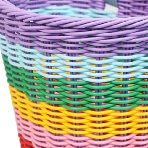 Huiyiwert Kinderfahrradkorb Geflochten Fahrradkörbchen mit Verstellbar Riemen Rollerkorb Kinder Laufrad Lenkerkorb Kinderfahrrad Zubehör Geschenk für Kinder Mädchen Jungen Schule (Bunt)