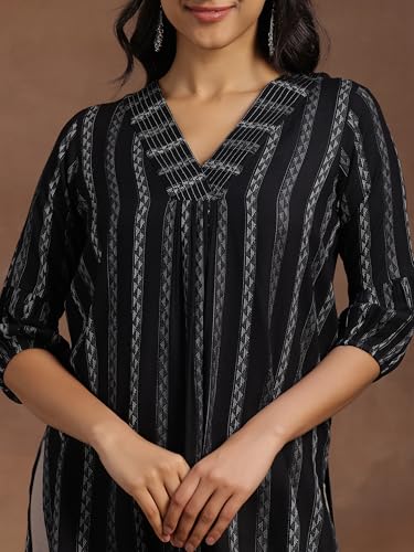 Image of Libas Woven Design Rayon Straight Kurti for Women