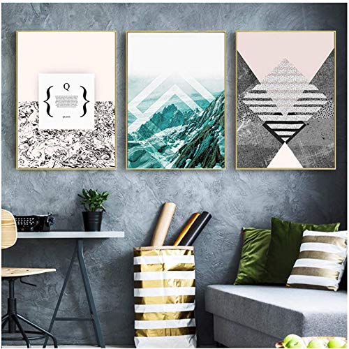 Moderne minimaliste abstrait de montagne enneigee sur toile 50x70cm pour mur