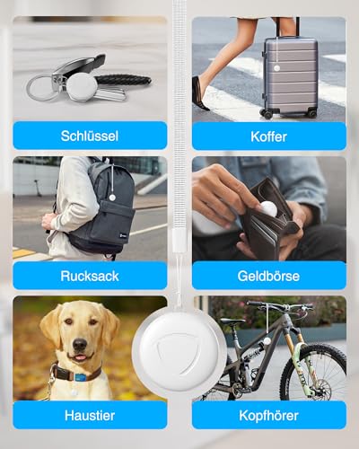 GPS Tracker 4-Pack - Smart Tag Kompatibel mit Apple Wo ist? (iOS NUR), Wasserdichter Gegenstandssucher,Bluetooth-Schlüsselfinder für Geldbörse,Gepäck,Austauschbare Batterie