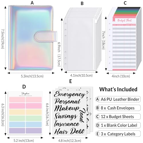 Image of SKYDUE Budget Binder with Cash Envelopes & Expense Budget Sheets,Money Saving Binder,Cash Envelopes for Budgeting and Saving Money