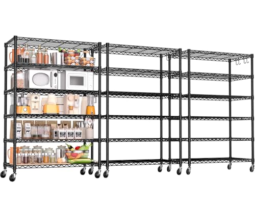 PrimeZone 6-Tier Rolling Wire Shelving (78)