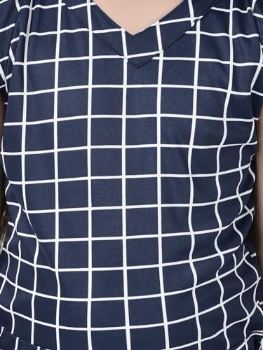 Image of FNOCKS Girls Check Printed Jumpsuit Tie-Knotted Jumpsuit V-Neck