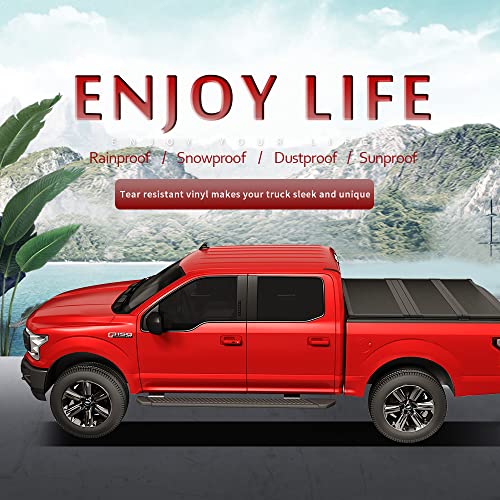 Carmocar Hard Tri-Fold Tonneau Cover | 5Ft Short Bed | Pickup Truck Bed Covers Replacement For Nissan Frontier 2005-2023 | Truck Bed Cover Accessories With Led Light #TOP3