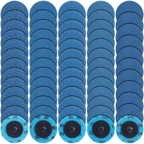 Chumia 250 Pcs 2 Inch Sanding Discs Set 5 Grit Mix 36 to 240, Blue