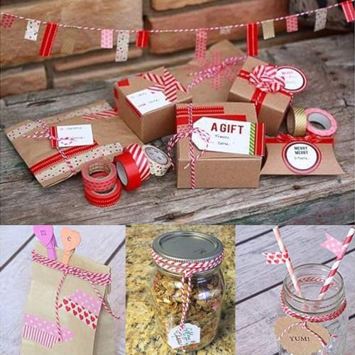 Barbante Twine Bicolor 100 METROS Cordão De Algodão Vermelho e Branco-Barbante Decoração Artesanato