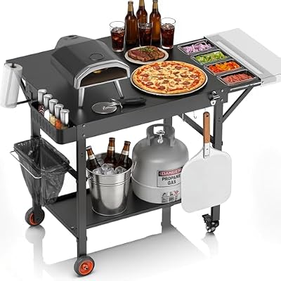 EUTRKei Pizza Oven Table Cart, Outdoor Grill Cart for Ooni Ninja Blackstone
