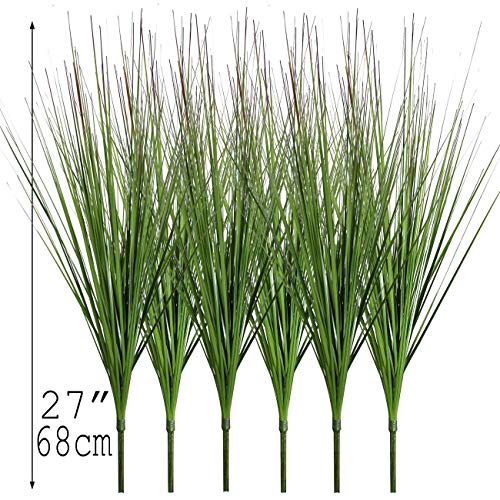 27" Artificial Plants Onion Grass Greenery Faux Fake Shrubs Plant Flowers Wheat Grass For House Home Indoor Outdoor Office Room Gardening Indoor Décor 6 Pack #TOP1