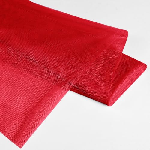 vveiiye Red Soft Mesh Fabric 54 Inch by 3 Yards No Stretch Sheer Mesh Netting Tulle Gauze Fabric for Wedding Dress Prom Gown Corset Base Dance Costume Crafts