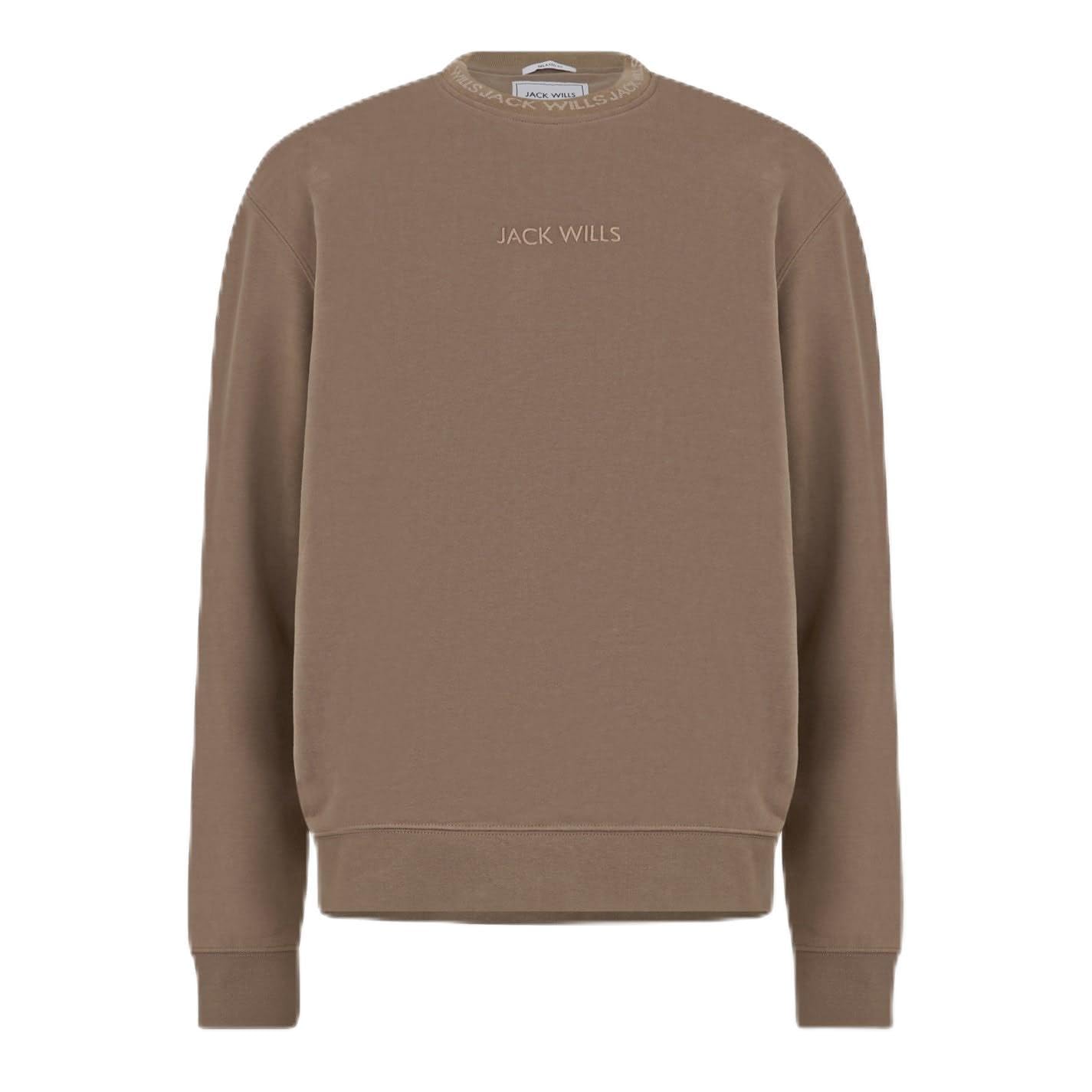Jack Wills Mens Jacquard Crew Sweatshirt Long Sleeve Cotton Fawn M