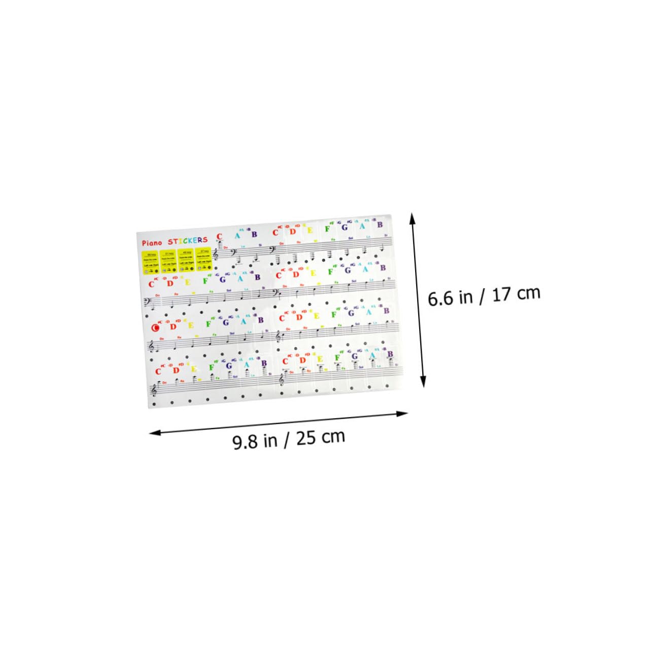 HEMOTON Piano Keyboard Decal Beginner Piano Stickers Colorful 3pcs Removable Keyboard Key Stickers