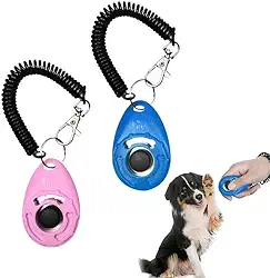Clicker de treinamento de cães leve e durável com alça de pulso ajustável – pacote com 2 clickers de treinamento de animais de estimação para cães, filhotes, gatos, pássaros e cavalos, ferramenta de