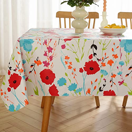 SASTYBALE Vinyl Tablecloth with Flannel Backing, Water-Proof Oil-Proof PVC Tablecloths Stain-Resistant Wipeable 52 x 70 Inch Rectangle Table Covers for Dining, Camping, Indoor and Outdoor