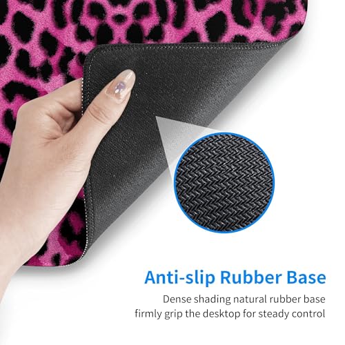 Image of Leopard Prin Pink T Extended Gaming Mouse Pad, with Stitched Edges Large Mouse Pad Desk Protector, Rubber Base Mousepad Keyboard Mouses Mat for Work Game Office Home- 32 inch X 12 inch Inch,E177