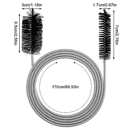 Doppelkopf Flexible Reinigungsbürste, 155cm Multifunktionale Weiche Reinigungsbürste, Schlauchbürste aus Edelstahl für Rohre mit Schmalem Abflussloch