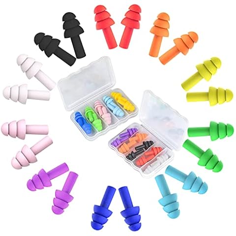 TCPENG® 10 Pair Ear Plugs for Sleep Noise Cancelling Reusable Earplugs, Multi-Color Silicone Waterproof Swimming Earplugs, Snoring Sleeping Soft Moldable Earplugs for Concert, Work, Studying, Travel Cover