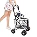 ASDFGHJK Chariot Portable Pliable en Alliage d'aluminium léger Caddie à 4 Roues/Marcheur âgé avec Cadre de Marche Adulte à Double Frein