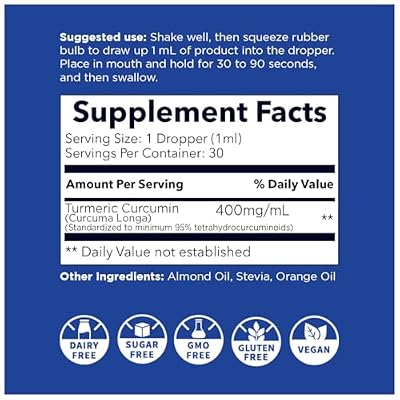 NANO TURMERIC CURCUMIN | Highly Bioavailable Nano Particles | Rapid Absorption | Organic Vegan Non-GMO Curcuma Longa | Supports Joints, Digestive, Liver & Heart Health | Easy to use, 30 ml per bottle.