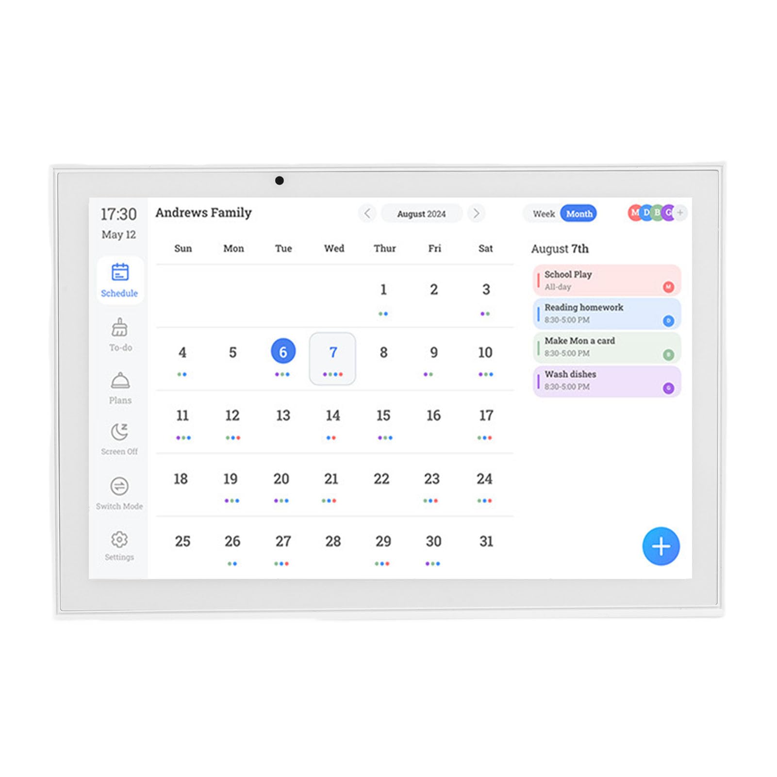 Topiky 10,1-Zoll-Smart-Haushaltsplaner, Digitaler Kalender mit Mehreren Funktionen für Familienplanung und Essensplanung (EU-Stecker 100–240 V)