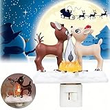 1/2PCS Ghost Campfire Nightlight, 2024 Ghost Roasting Marshmallows Night Light, Halloween Nightlight Flickering Firelight Indoor Decorations Lamp (Elk)