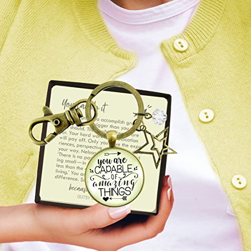Gutsy Goodness You Are Capable Of Amazing Things Keychain Positive Message Boho Style Inspirational Women'S Jewelry Key Ring thumb #2