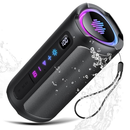aowoka Bluetooth Speaker, Portable Wireless Bluetooth 5.4 Speaker, 20W Stereo Sound, Deep Bass, LED Display, 20H Playtime, IPX7 Waterproof, TWS Pairing for Outdoor, Party, Travel
