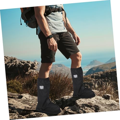 1 par de fundas impermeables para calzado para exterior, protectoras contra lluvia y deslizamiento, diseño de tubo alto, fáciles de poner, para ciclismo, senderismo y viajes, para mujeres miniatura 7