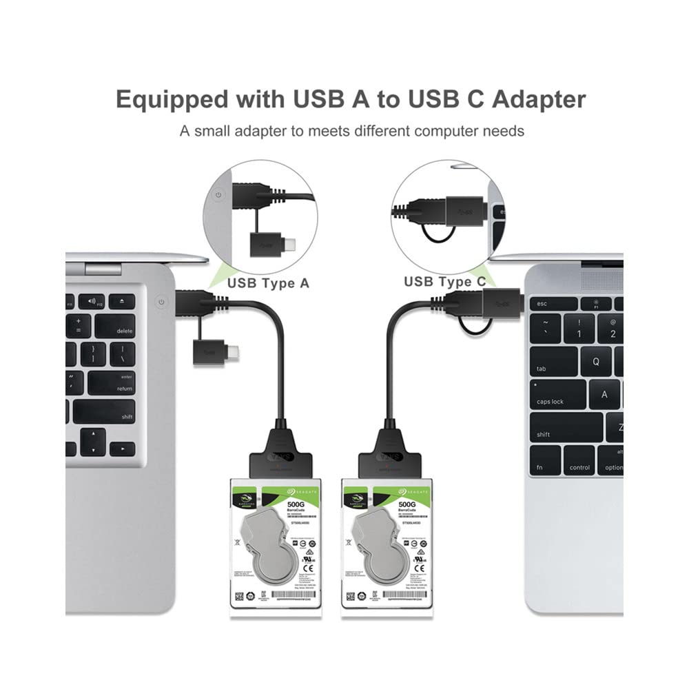 ezqnirk 1pcs USB 3.0 to SATA 7+15 pin Adapter Cable for 2.5 inch HDD SSD,USB3.0 20CM