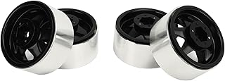 2.2 Inch RC Car Beadlock Wheels Rim, 4Pcs Metal Beadlock Wheel Rim, Offset â€‘8.9mm, Deep Dish Hub Wheel Rims for Axial SCX10 90046, for D90, for HSP, for Redcat, for Tamiya, HPI (Black)