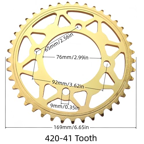 420 41T Steel Rear Chain Sprocket 76mm for 50cc-160cc Apollo RZF SSR XR50 TaoTao Thumpstar Coolster Roketa Piranha SDG Kayo Pit Dirt Bike Motorcycle (Gold) by AuryngMD - Image 2