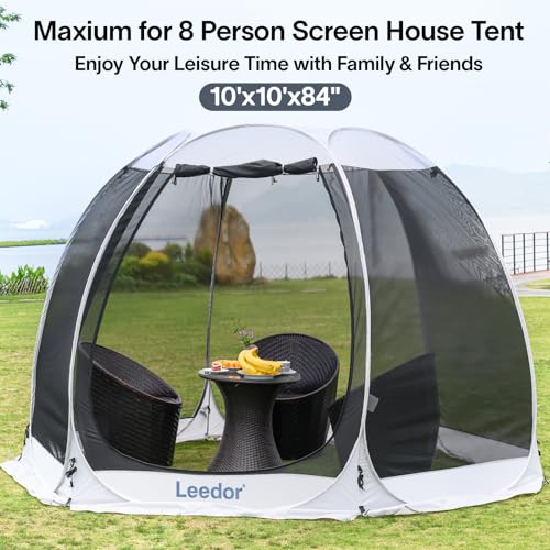 Leedor-Screen-House-Tent-for-4-8-Person-Instant-Setup-Mesh-Net-Outdoor-Gazebo-Sun-Shade-Dome-Tent-Pop-Up-Canopy-with-Carry-Bag-for-Camping-Patio-Backyard-Lawn-Garden-Deck-10-x-10-FT