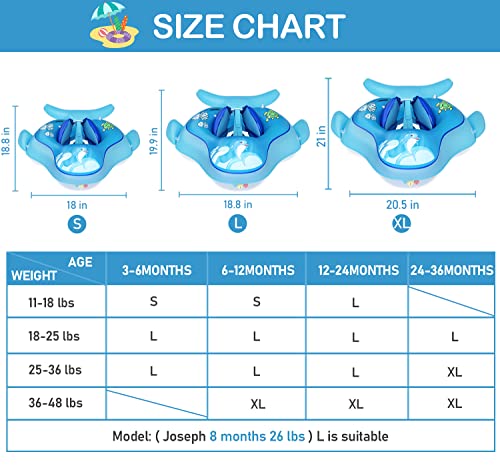 Baby Swimming Pool Float, Inflatable Infant Pool Floats Ring With Sun Protection Canopy & Anti-Flip Tail & Safe Bottom Support, Baby Safer Swim Floaties 6-12 Months Newborn Toddler #TOP6