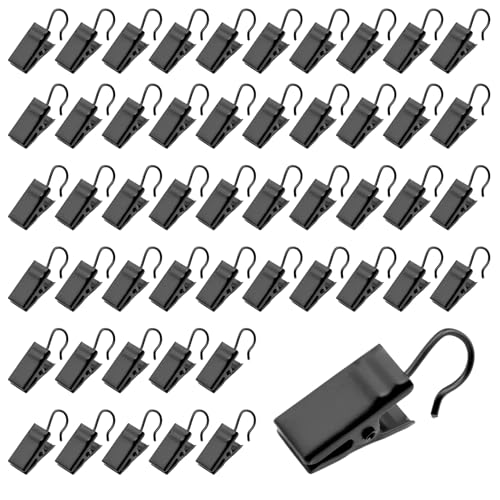 50 Pcs Light Clips Universal Black Outdoor Light Hooks Stainless Steel Mini Gutter Clips Metal Curtain Hangers Clip for Outdoor Lights for Clip Photo Home Decoration Art Craft Display