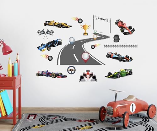 Vinilo decorativo coches de carreras para habitación infantil miniatura 2