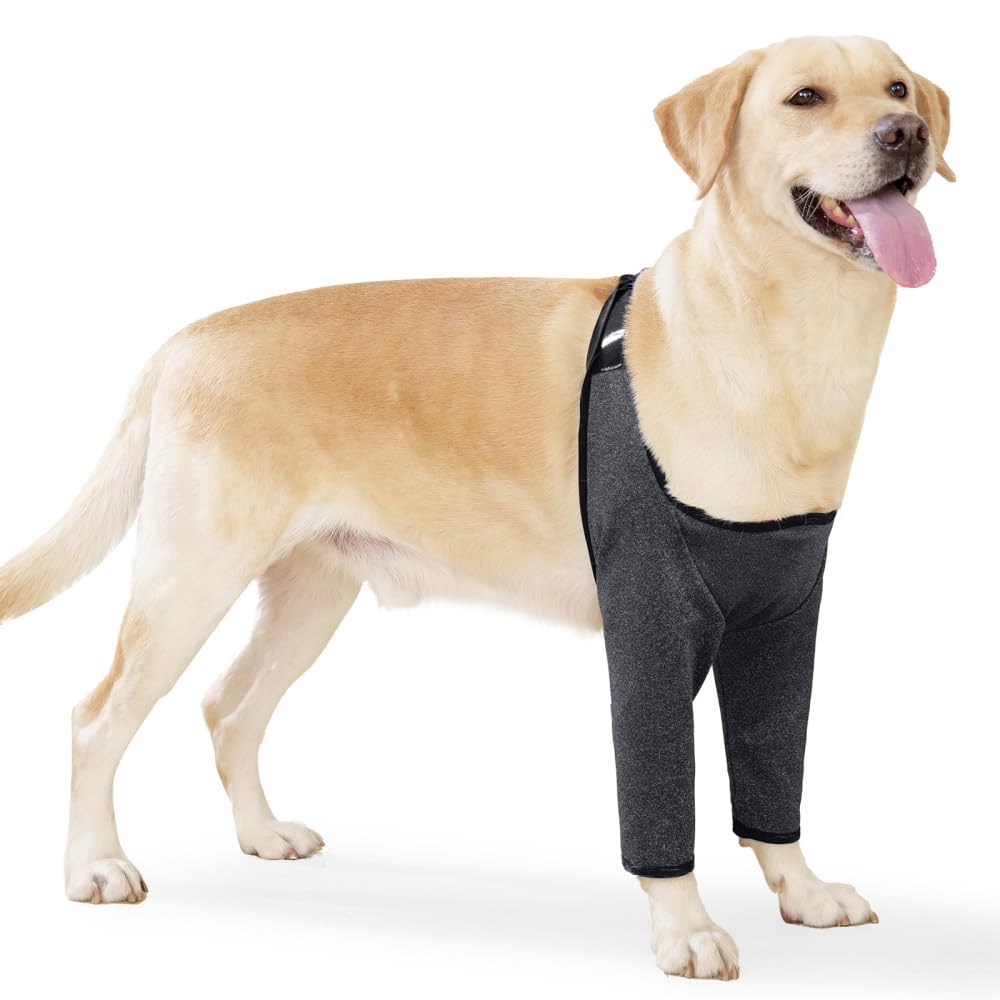 Dog Elbow Protector, Breathable Dog Front Leg Surgery Recovery Sleeves With Magic Stickers for Pet Front Leg Injury Recover Sprains