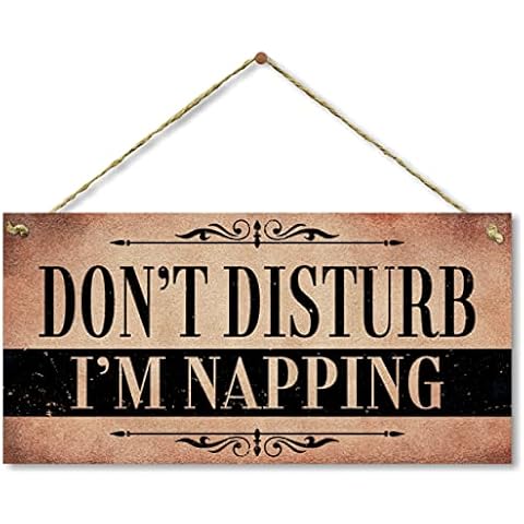 kaishihui Hanging Sleeping Sign for Front Door Do Not Disturb I'm Napping (5" X 10") Cover