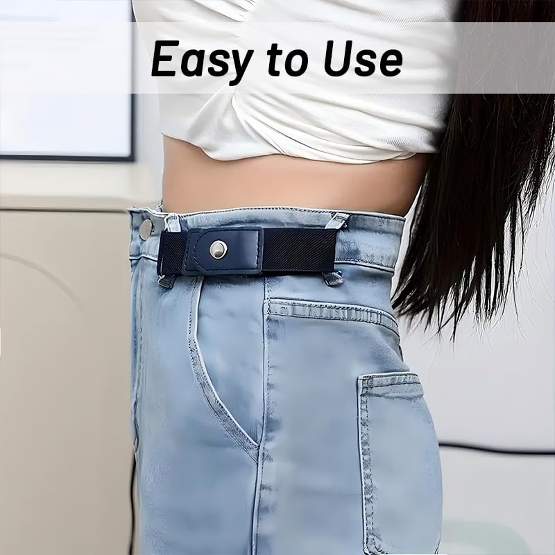 2 Pack No Buckle Elastic Belt - Comfortable Invisible Belt for Men and Women - Stretchy Belt for Jeans Pants2