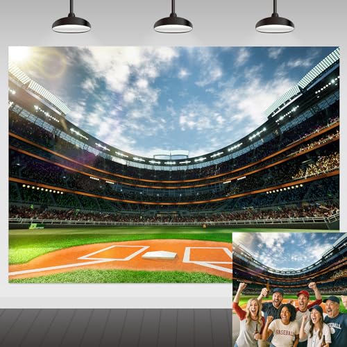 7x5ft Baseball Stadium Backdrop Baseball Outdoor Sport Theme Background for Birthday Baby Shower Photography Studio Party Decoration Banner Photoshoot Props