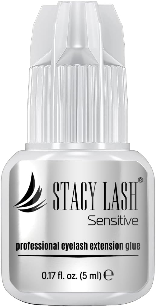 STACY LASH Sensitive Eyelash Extension Glue 0.17fl.oz/5ml / 5-6 Sec Drying time/Retention – 4-5 Weeks/Black Adhesive/Lash Tech Supplies