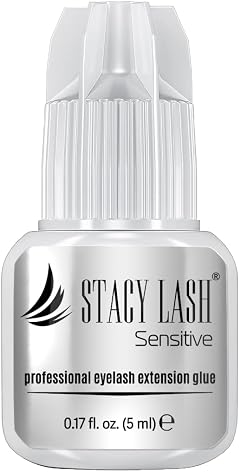 STACY LASH Sensitive Eyelash Extension Glue 0.17fl.oz/5ml / 5-6 Sec Drying time/Retention – 4-5 Weeks/Black Adhesive/Lash Tech Supplies