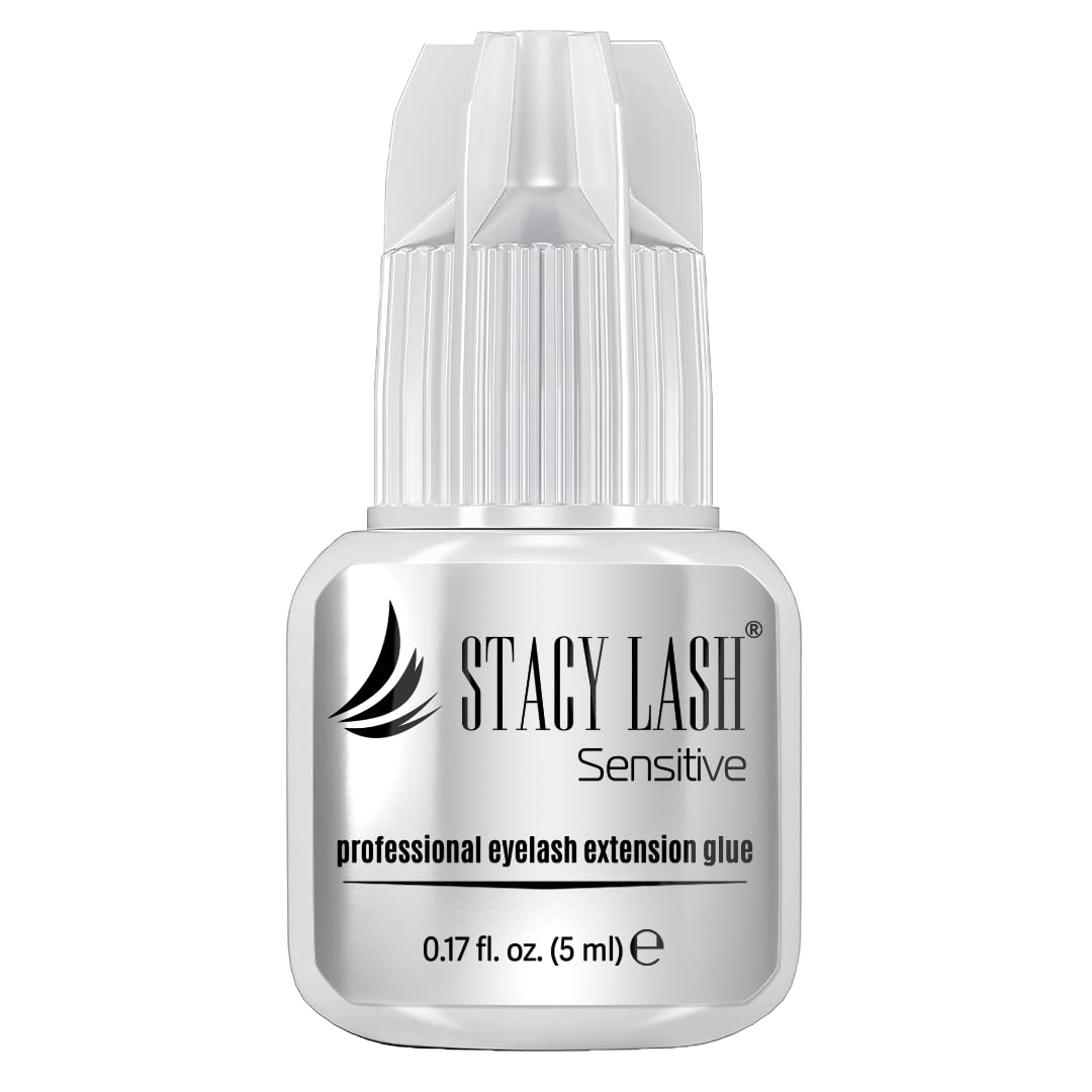 STACY LASH Sensitive Eyelash Extension Glue 0.17fl.oz/5ml / 5-6 Sec Drying time/Retention – 4-5 Weeks/Black Adhesive/Professional Supplies