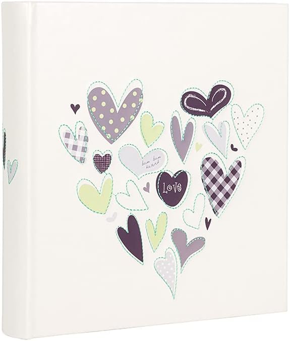 Hofmann | Álbum de fotos blanco | Estampado de corazón con páginas en blanco | Capacidad 200 fotos | Fotos 11,4 x 15,2 cm