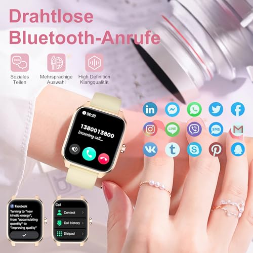 Smartwatch Damen Herren,Fitnessuhr Tracker mit Telefonfunktion 1.83" Touchscreen,Uhren Fitness Tracker IP68 Wasserdicht/Blutsauerstoff/Pulsmesser/Sportuhr Aktivitätstracker für Android/iOS – Bild 3
