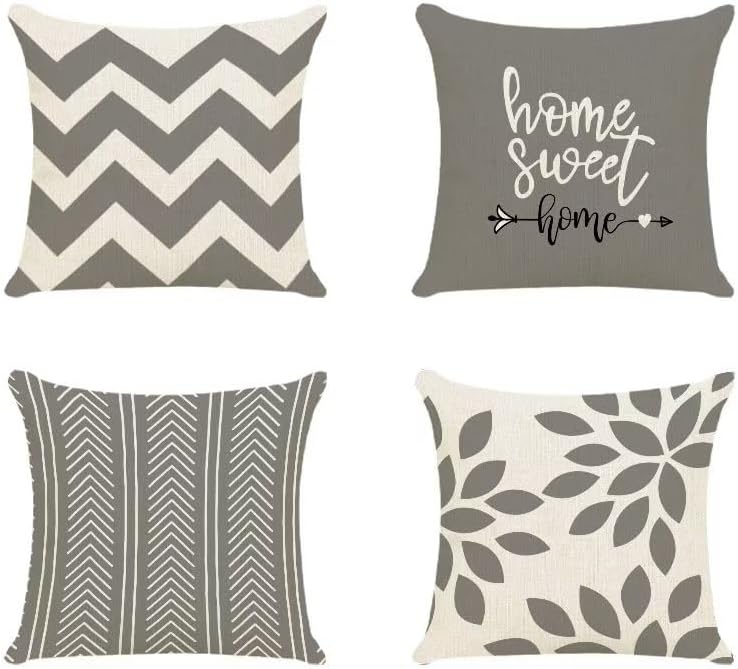 Juego de 4 fundas de almohada cuadradas de doble cara suave para sofá 22 x 22 pulgadas con cremallera oculta para sofá cama automóvil hogar exterior