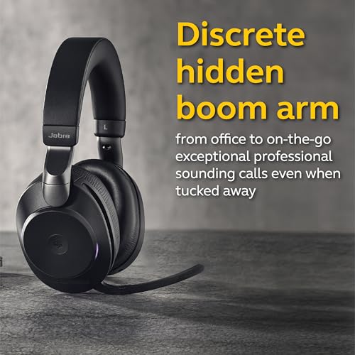 Image of Jabra Evolve2 85 Link380A UC Stereo Over Ear Wireless Headphones Black