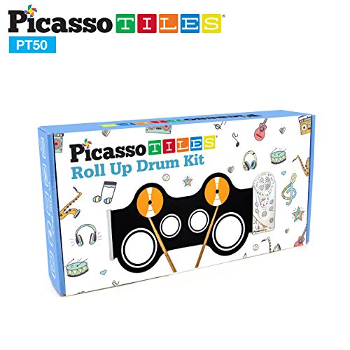 Picassotiles PT50-BLU/WHT Portable Kid'S Roll Up Drum, Educational Electronic Drum Set W/ 7 Different Drum Pads thumb #7