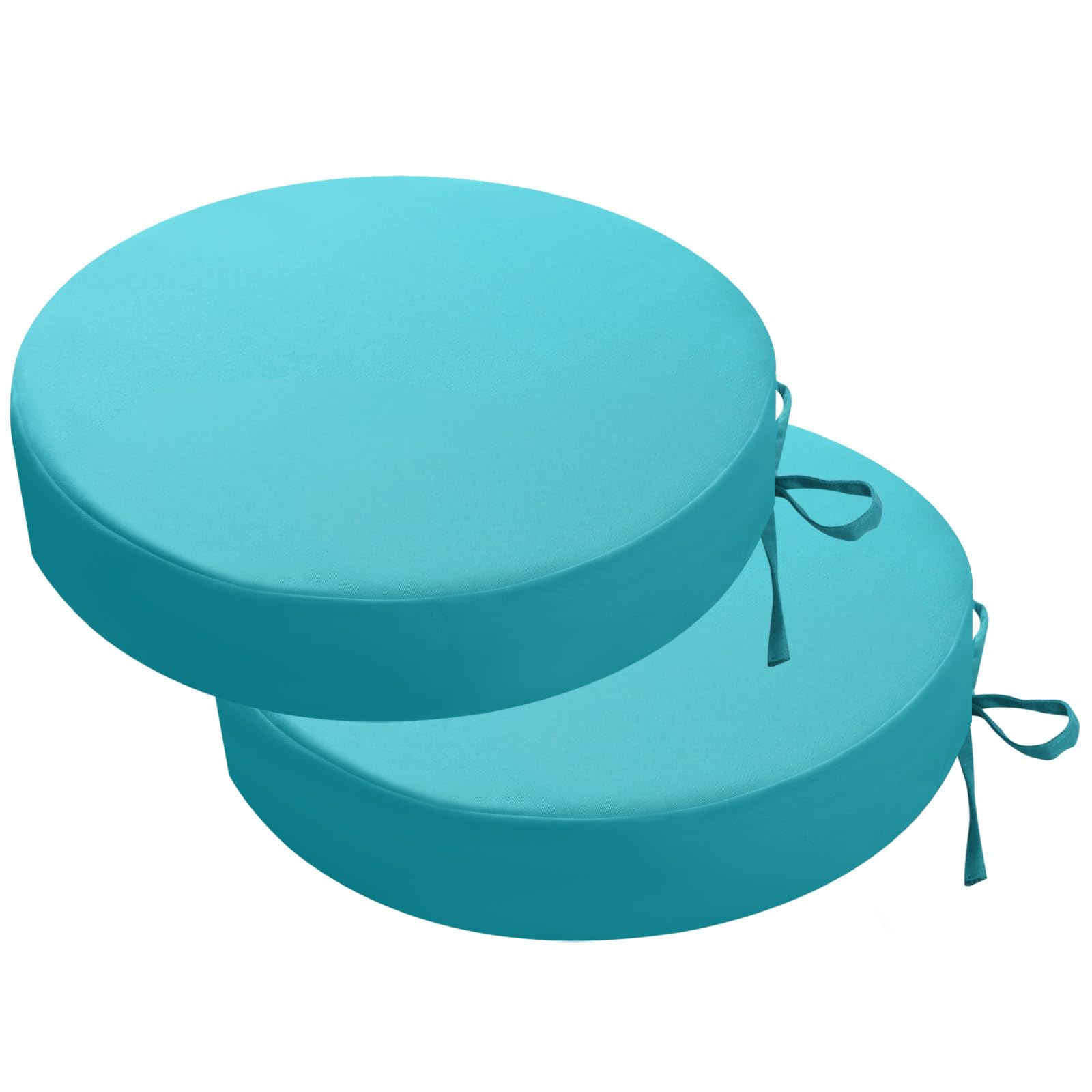 PRIMEPATIO Round Outdoor Chair Cushions Set of 2, Thick 7cm, Waterproof Round Seat Cushions with Ties