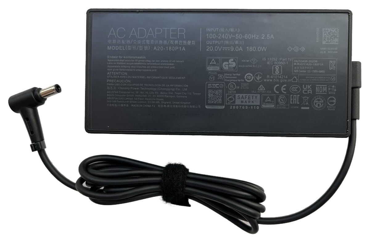 Caricatore sottile adattatore AC 20 V 9 A 180 W compatibile con ASUS ROG Zephyrus M16 GU603HE-KR022T PSU