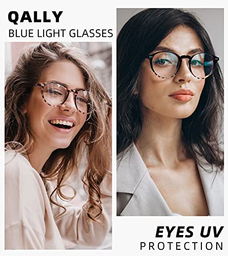 Image of Womens Round Blue Light Blocking Glasses Anti Eye Strain Glasses Clear Lens Computer Eyeglasses with Filter UV Light